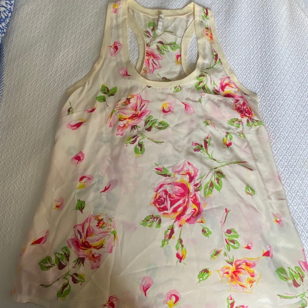 Joie Floral Racerback Silk Tank - Size M